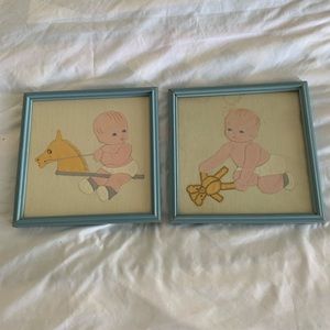 Vintage appliquéd framed fabric art